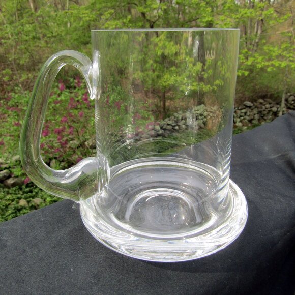 Vintage Set of 4 MCM Glass Beer Mugs | Unique Applied Handle Barware - Picture 3 of 5
